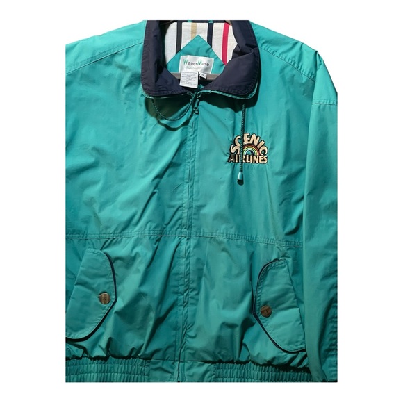 Vintage Scenic Airlines Jacket Unisex M Rainbow Teal Rare 80s 90s - Picture 3 of 9